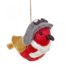 hanging robin wearing aviation cap and goggles decoration for christmas tree aviation and museum gifts
